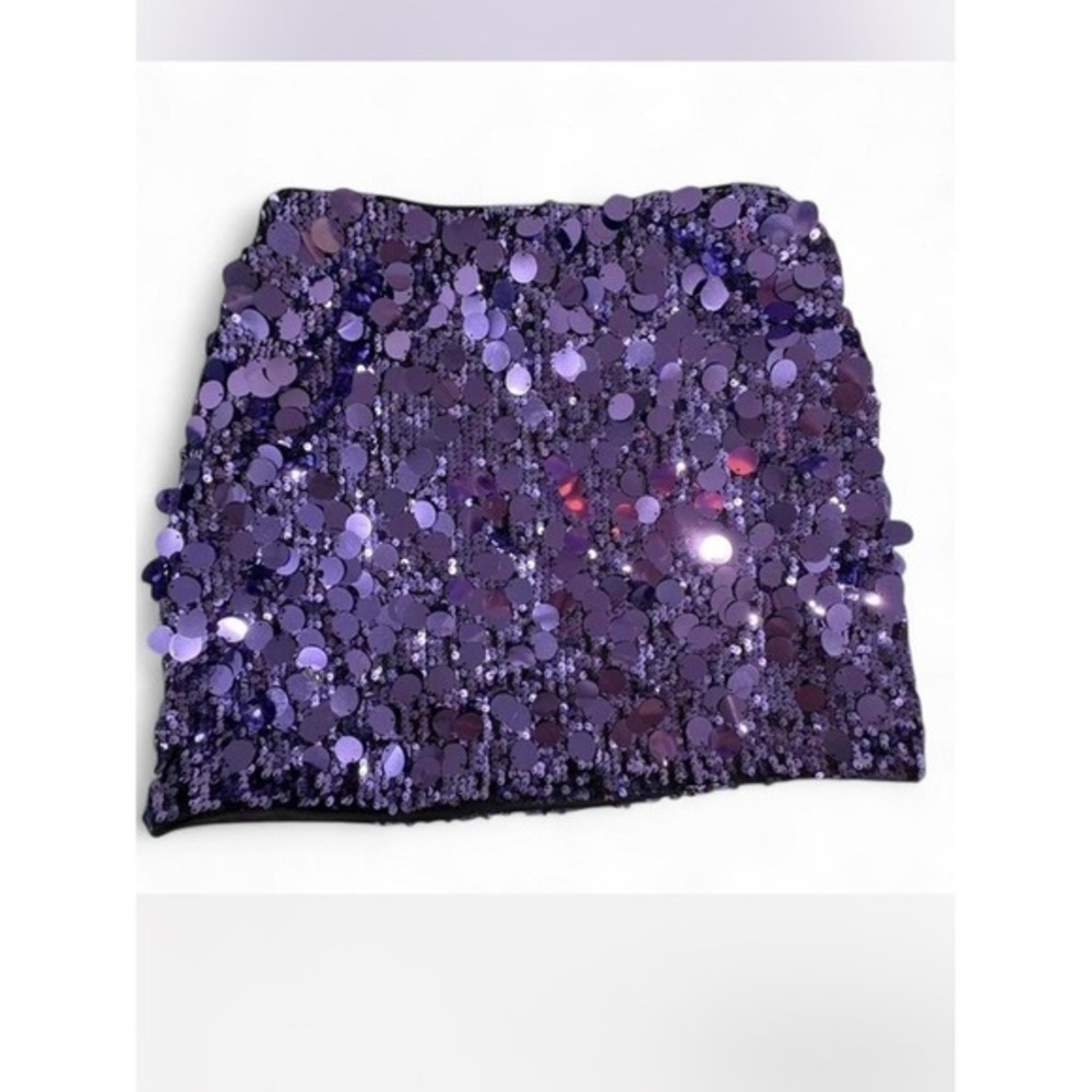Mermaidcore Y2K Sequined Mini Skirt Purple Medium Rave Festival Night Out